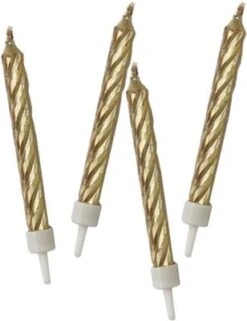 Procos Kuchenkerzen Gold Inkl. Kerzenhalter, 10 Stück