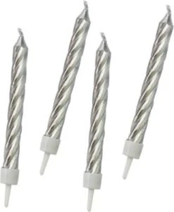 Procos Kuchenkerzen Silber Inkl. Kerzenhalter, 10 Stück