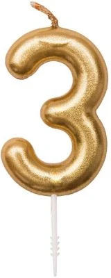 Rico Design Zahlenkerze 3, Gold