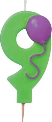 PARTYSTROLCHE® Zahlenkerze Luftballon 9, 9 Cm
