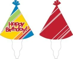 PARTYSTROLCHE® Tortendekoration Happy Birthday Partyhut, 17 X 24 Cm