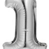 PARTYSTROLCHE® Folienballon Kuchenpicker Silber Zahl 1