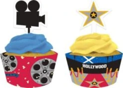 PARTYSTROLCHE® Muffinset Banderolen & Picker Hollywood, 24-tlg.