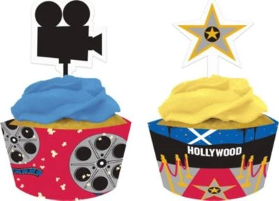 PARTYSTROLCHE® Muffinset Banderolen & Picker Hollywood, 24-tlg. 1 PARTYSTROLCHE® Muffinset Banderolen & Picker Hollywood, 24-tlg.