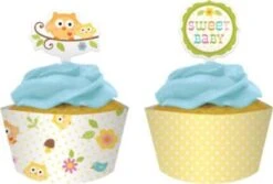 PARTYSTROLCHE® Muffinset Banderolen & Picker Baby Eulen, 24-tlg.