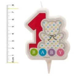 DeKora Geburtstagskerze Zum 1. Geburtstag Mit Kleinem Teddy, Weiß, 7.5cm -Backfreude Angebote Store 27185532 03