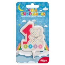 DeKora Geburtstagskerze Zum 1. Geburtstag Mit Kleinem Teddy, Weiß, 7.5cm -Backfreude Angebote Store 27185532 04