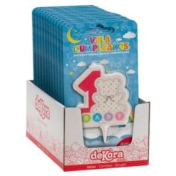 DeKora Geburtstagskerze Zum 1. Geburtstag Mit Kleinem Teddy, Weiß, 7.5cm -Backfreude Angebote Store 27185532 05