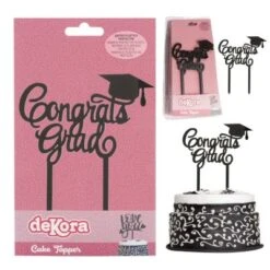 DeKora Cake Topper Graduation Abschluss Feier Universität In Schwarz Als Tortenstecker 13x11cm -Backfreude Angebote Store 27215115 03