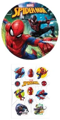 DeKora 2er Set Spiderman Essbarer Tortenaufleger + Mini-Törtchenaufleger