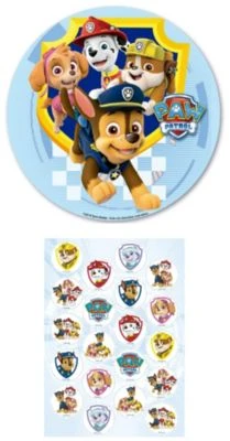 DeKora 2er Set Paw Patrol Essbarer Tortenaufleger + Mini-Törtchenaufleger