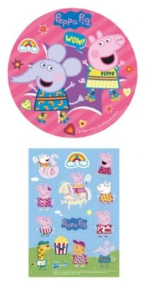 DeKora 2er Set Peppa Wutz Essbarer Tortenaufleger + Mini-Törtchenaufleger