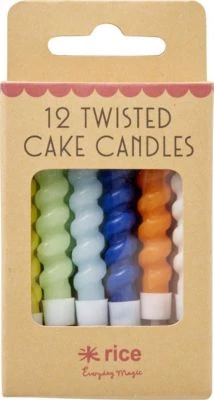 Rice Kuchenkerzen Gedreht Mit Halter, 12 Stück In Verschiedenen Blautönen