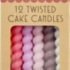 Rice Kuchenkerzen Gedreht Mit Halter, 12 Stück In Verschiedenen Pinktönen