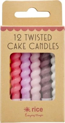 Rice Kuchenkerzen Gedreht Mit Halter, 12 Stück In Verschiedenen Pinktönen