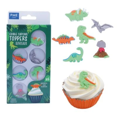 Essbare Cupcake-Aufleger Dinosaurier, 6 Stück 1 Essbare Cupcake-Aufleger Dinosaurier, 6 Stück