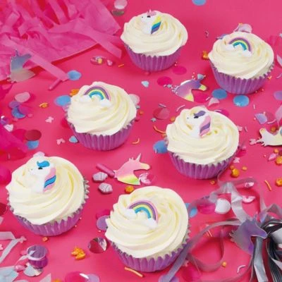 Essbare Cupcake-Aufleger Einhorn, 6 Stück 2 Essbare Cupcake-Aufleger Einhorn, 6 Stück – Bild 2