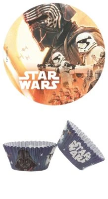 DeKora 2er Set Star Wars Essbarer Tortenaufleger + 25 Muffinförmchen
