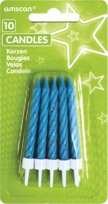 Amscan Kerzen Blau/glitter, 10 Stück